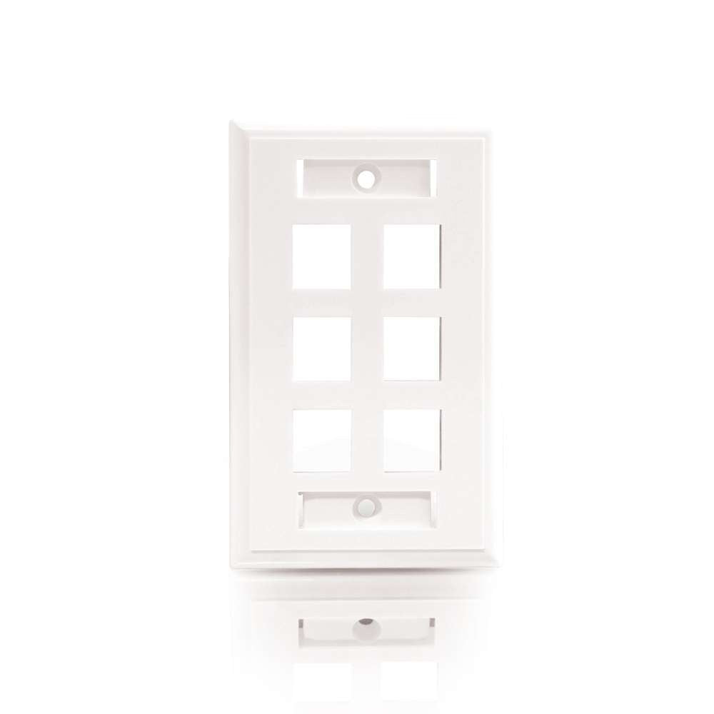 C2G CG03414 | Six Port Keystone Single Gang Wall Plate - White