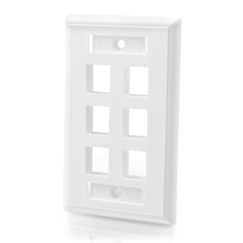 C2G CG03414 | Six Port Keystone Single Gang Wall Plate - White