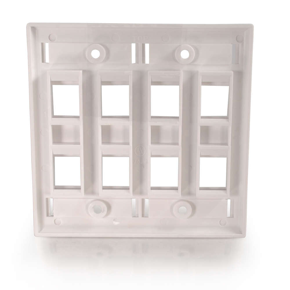 C2G CG03415 | 8-Port Double Gang Multimedia Keystone Wall Plate - White