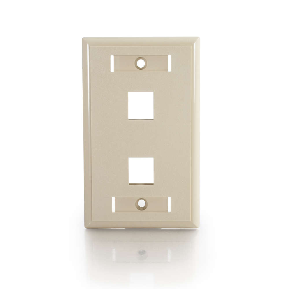 C2G CG03711 | Two Port Keystone Single Gang Wall Plate - Ivory
