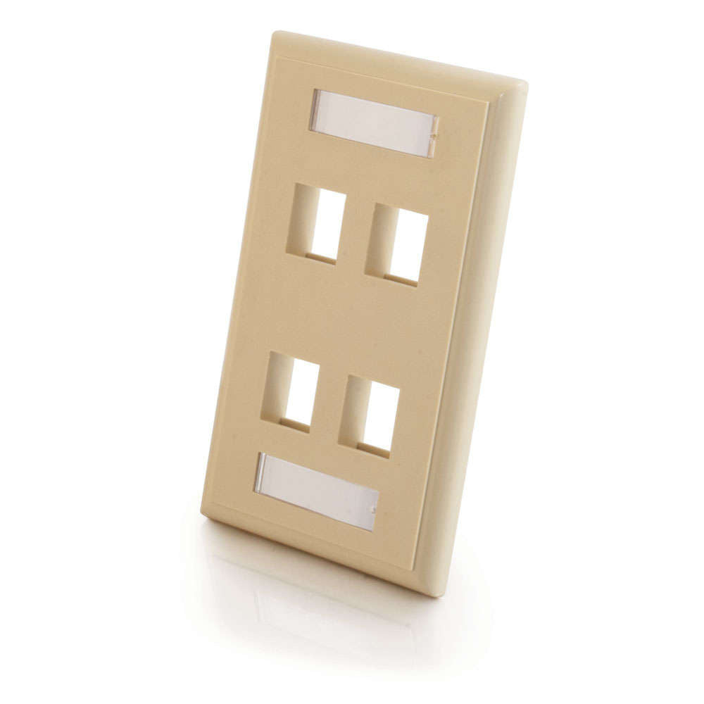 C2G CG03713 | Four Port Keystone Single Gang Wall Plate - Ivory