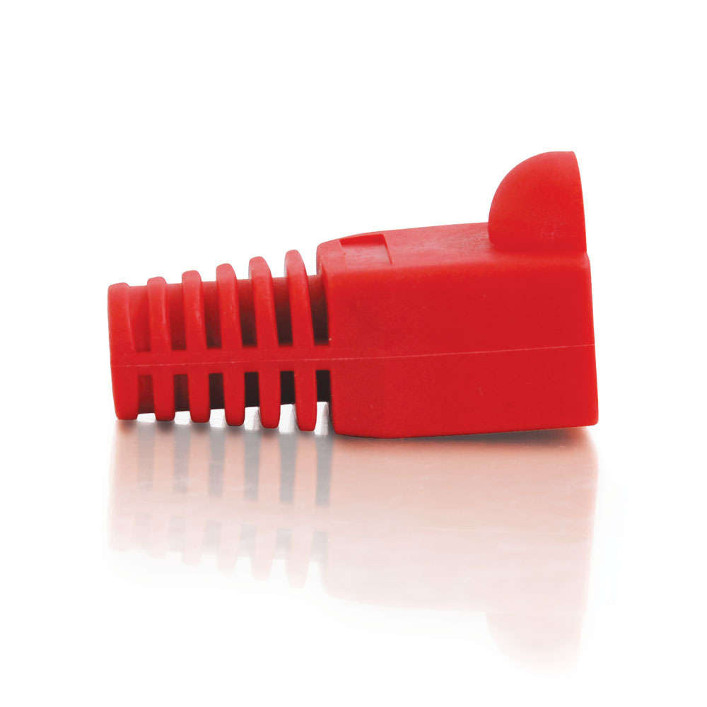 C2G CG04751 | RJ45 Snagless Boot Cover (5.5mm OD) Multipack (50-Pack) (TAA Compliant) - Red
