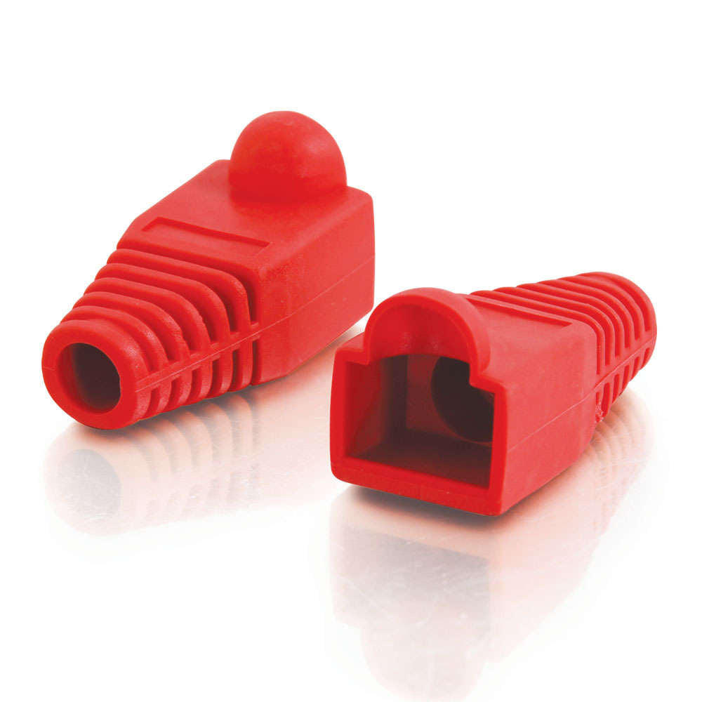 C2G CG04751 | RJ45 Snagless Boot Cover (5.5mm OD) Multipack (50-Pack) (TAA Compliant) - Red