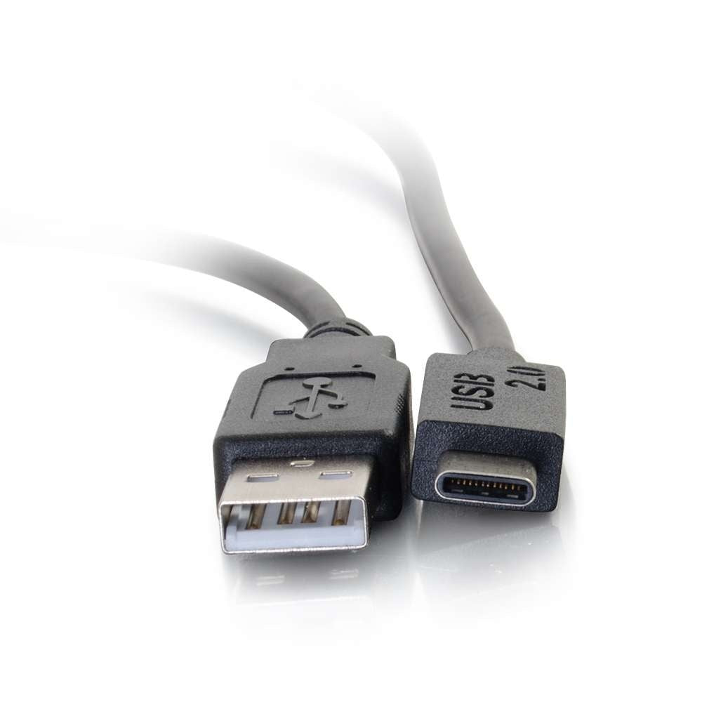 C2G CG28871 | 6ft (1.8m) USB 2.0 USB-C to USB-A Cable M/M - Black