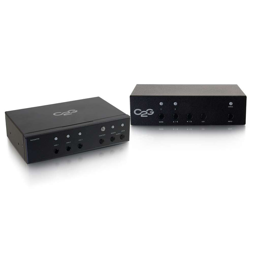 C2G CG29319 | HDMI and VGA + Stereo Audio HDBaseT over Cat Extender Transmitter to Scaler/De-Embedder Kit (TAA Compliant)