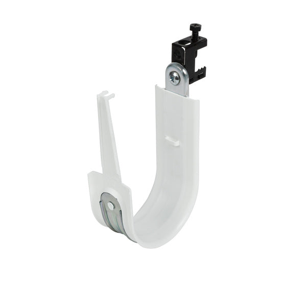 Cablofil CJ48HPSSBC | 3" Plastic Coated J-Hook with Latch and Screw on Beam Clip 1/8-1/2"