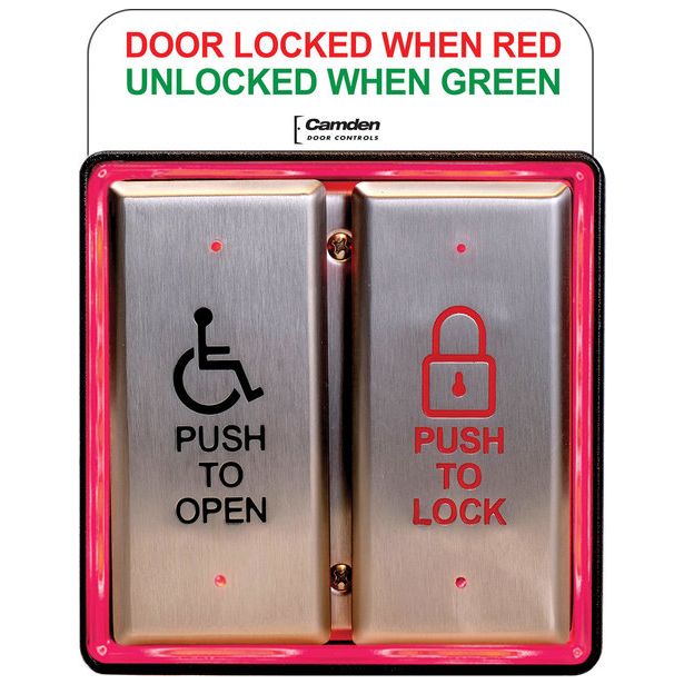 Camden Door Controls CM-2520/4854SE1 | Surface Combo CM-2520/48 Switch, CM-54i Aura(tm) Illuminated Enclosure & CM-SE1 Sign