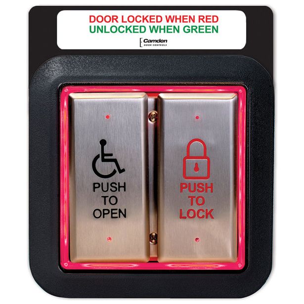 Camden Door Controls CM-2520/4855SE1 | Flush Combo CM-2520/48 Switch, CM-55i Aura(tm) Illuminated Enclosure & CM-SFE1 Sign