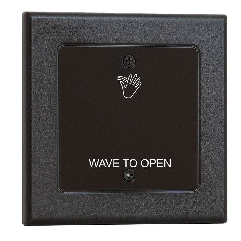 Camden Door Controls CM-324/41W | Wired Touchless Switch, Economical, 1 Relay, Double Gang Faceplate Hand Icon and 'Wave to Open' Text