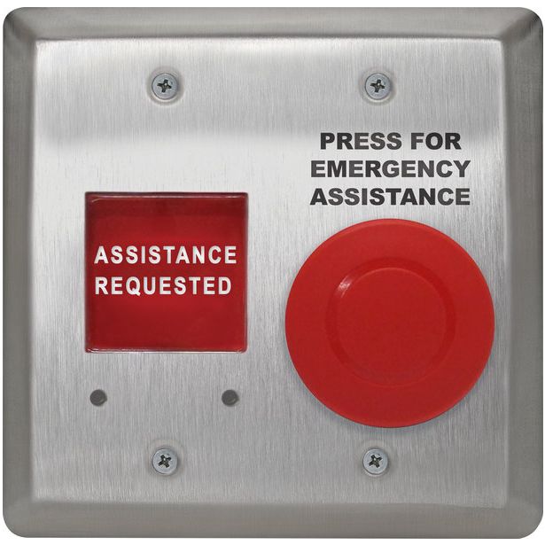 Camden Door Controls CM-AF540SOF | Double Gang, Push/Pull Mushroom Push Button