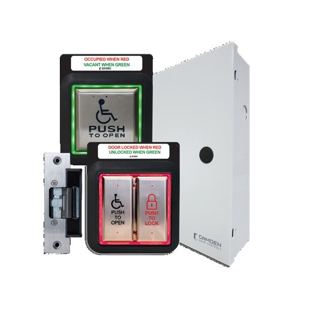 Camden Door Controls CX-WC13AXFM-PSF | Illuminated Restroom Kit, Flush Mount, Power Sup Cab and Strike, French