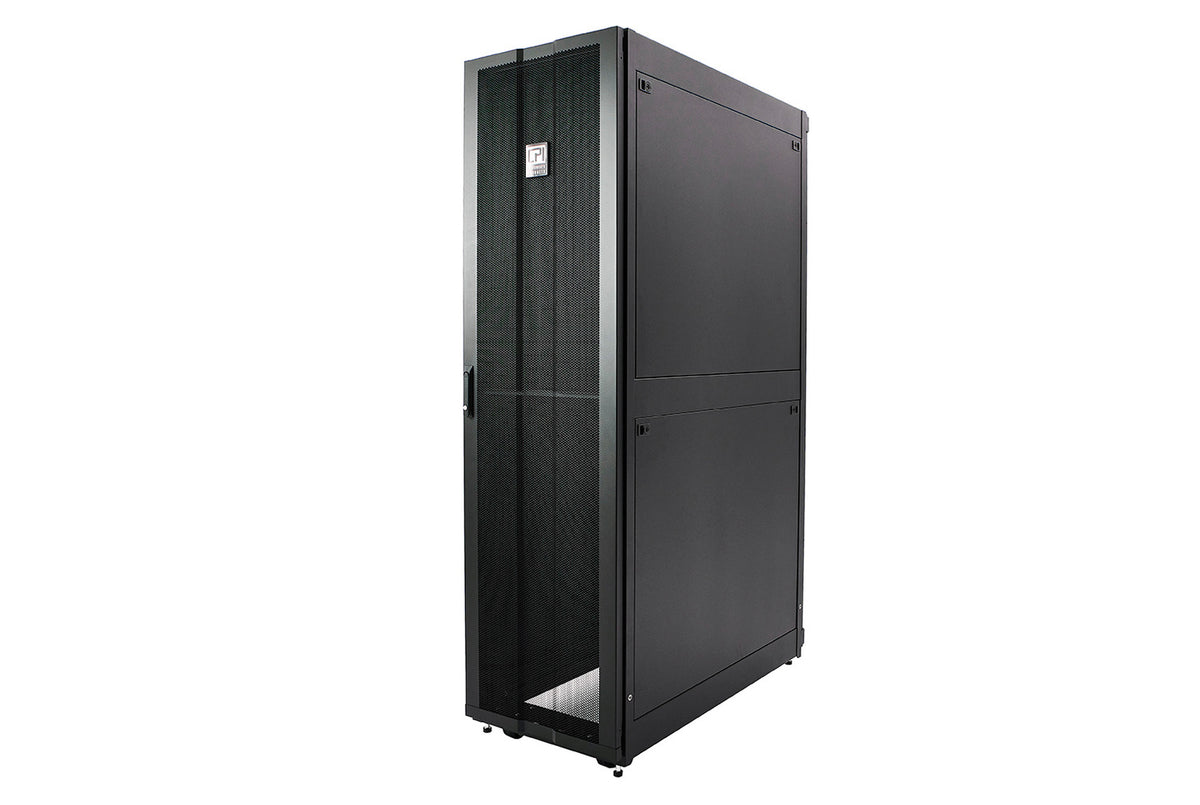 Chatsworth ZA22-A1200-71 | Zetaframe Cabinet; 84.6 H X 31.5 W X 47.2 D (2149mm X 800mm X 1200mm); 45u; Perf Front Door; Double Perf Rear Door; Grommet Top Panel; 2 Side Panels; No Bottom Panel; No Air Dam; Standard Pallet; Black