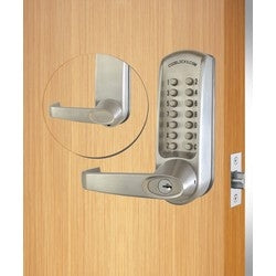 Codelocks Llc CL610 BS | Mechanical Lock Latchbolt, Heavy Duty, Lever Handle, Spring Loaded Spindle, Zinc Alloy, PVD Brushed Steel, with Key Override