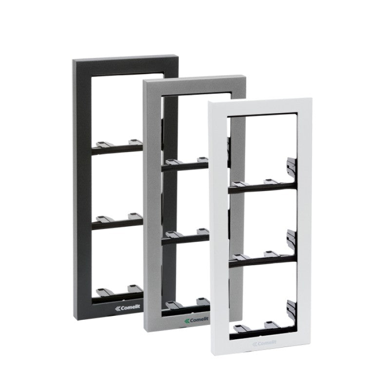 Comelit 3311/4S | iKall 4 Module Holder Frame Complete With Cornice Silver Color