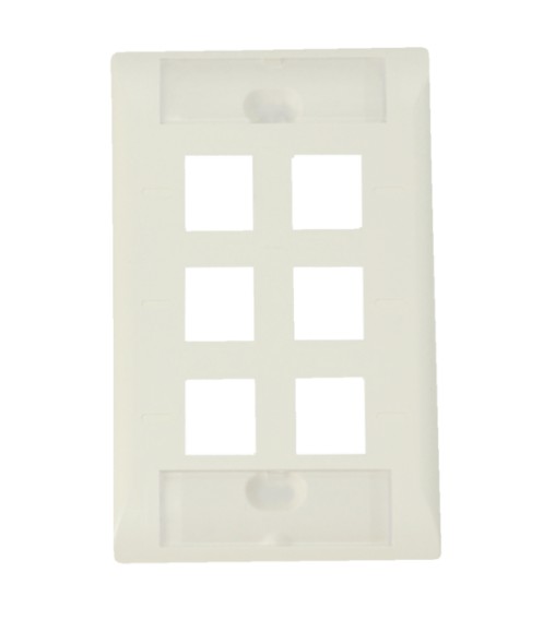 CommScope 1-2111012-1 | Faceplate Kit, labeled, 1-gang, 6 port, Electrical Ivory