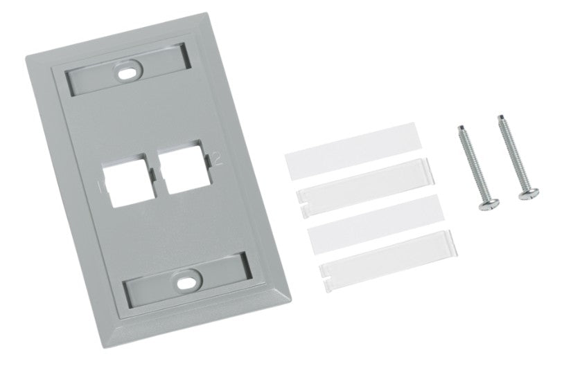 CommScope 108168451 | L Type Flush Mounted Faceplate, 2 Port, Gray