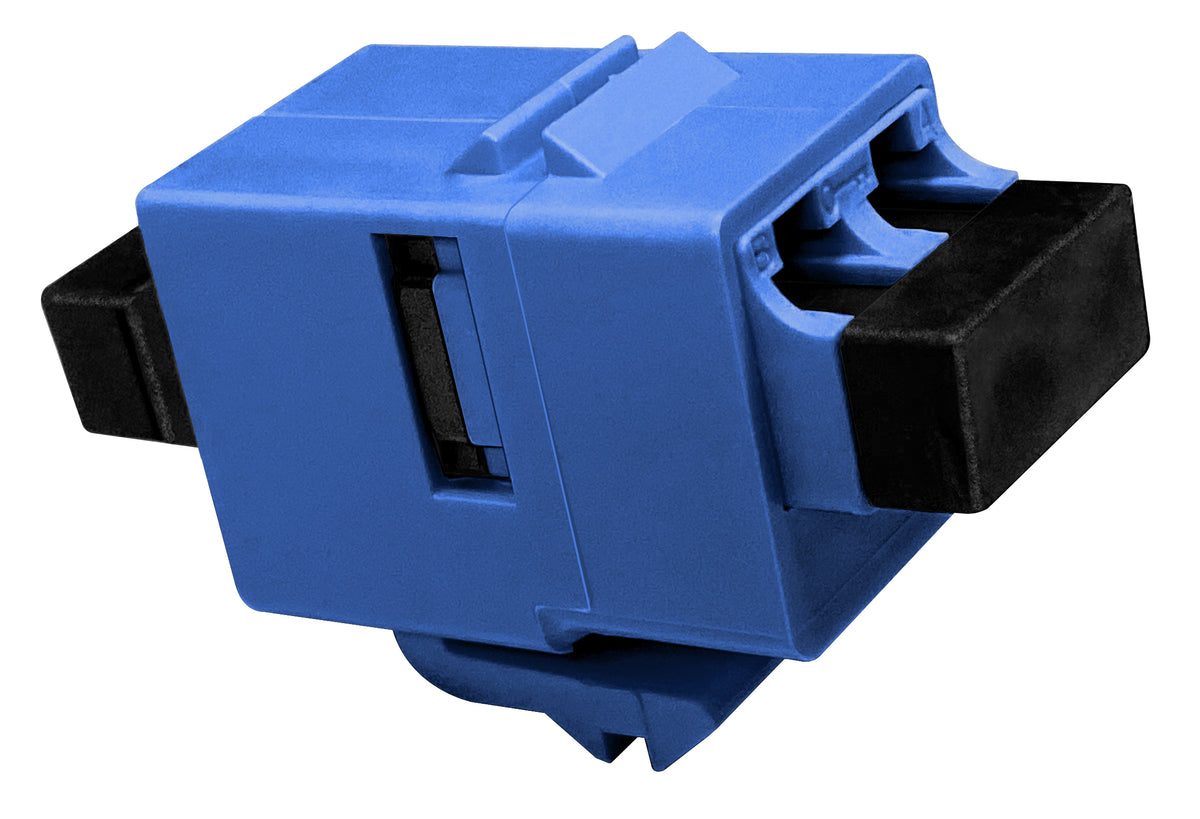 CommScope 1933285-4 | Fiber Optic LC Duplex Keyed Hybrid Adapter, SL, Blue/Black, Single Pack