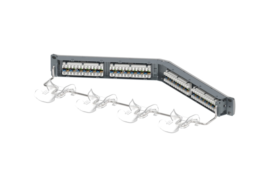 CommScope 760202556 | 360 I patch 1100 Angled GS6 Evolve 24 Port Panel, 1U, Category 6A, Cool Grey
