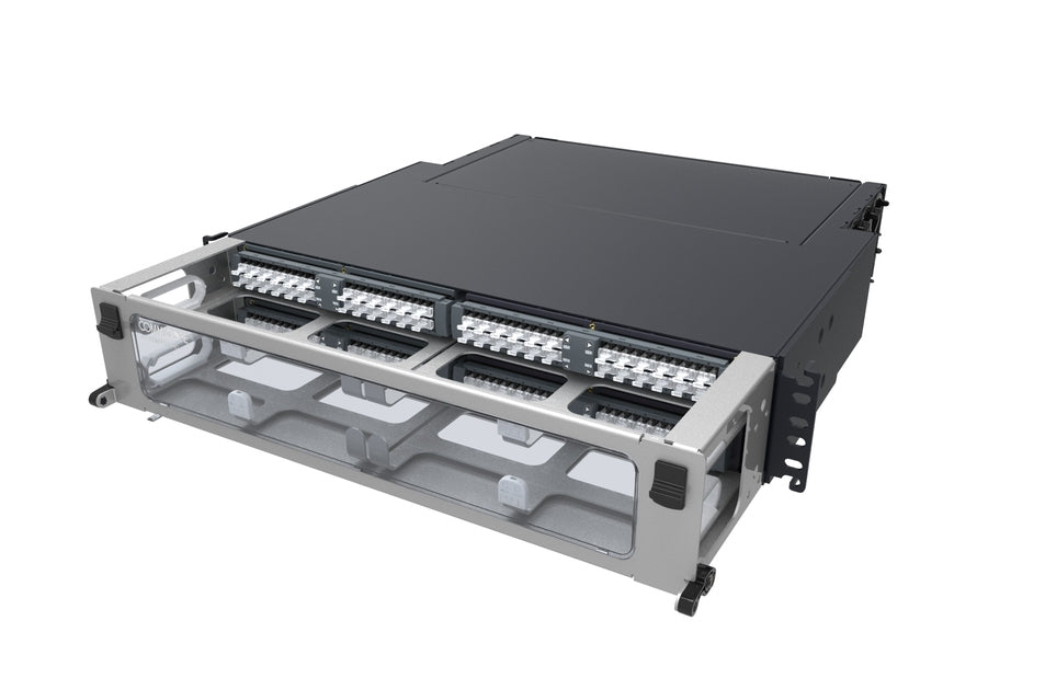 CommScope 760236407 | HD Ipatch 2U 192F-LC Distribution MPO12 ULL Module, Lazr Speed, Sliding Panel