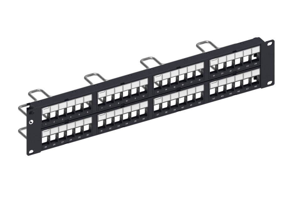 CommScope 760237041 | Unshielded Discrete Distribution Module Panel, SL, 2U, 48 Port, Black