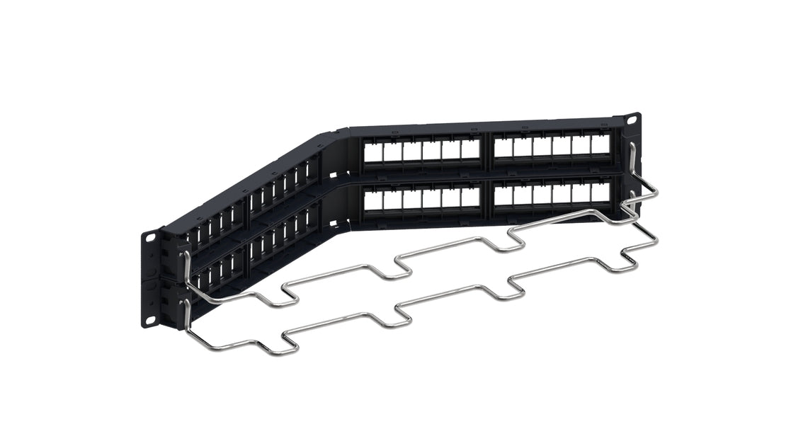CommScope 760237043 | Unshielded Angled Discrete Distribution Module Panel, SL, 2U, 48 Port, Black
