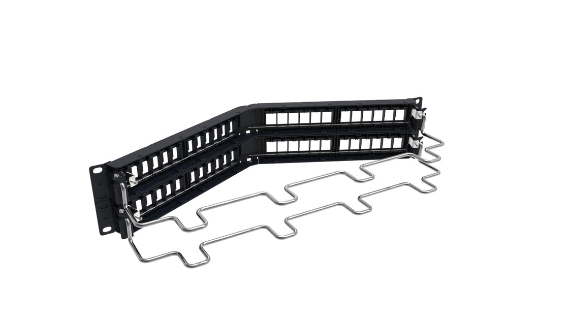 CommScope 760237049 | Shielded Angled Discrete Distribution Module Panel, SL, 2U, 48 Port, Black