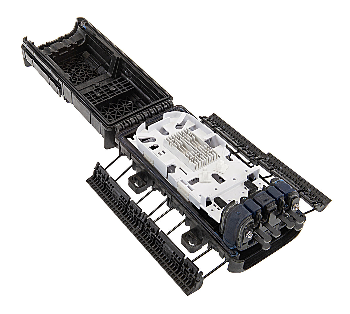 CommScope 760241442 | OFDC-A4 Fiber Optic Splice/Patch Closure, gel cable sealing, 2 pre-installed 12-fiber splice trays, no adapters, no splitter