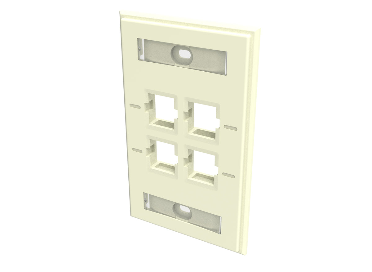 CommScope 760249170 | Faceplate Kit, Labelled, 1 Gang, 4 Port, Electric Ivory
