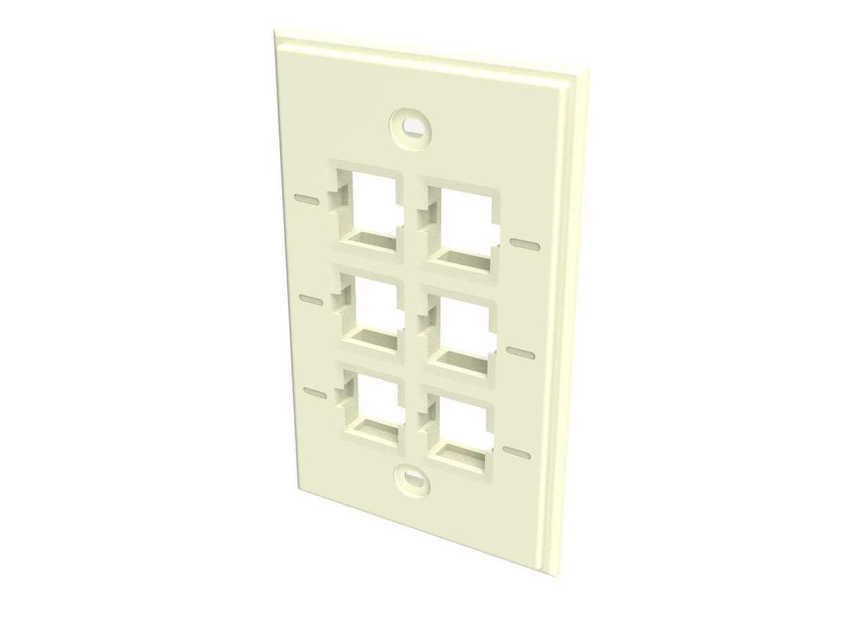 CommScope 760249175 | Faceplate Kit, No-Label, 1 Gang, 6 Port, Electric Ivory