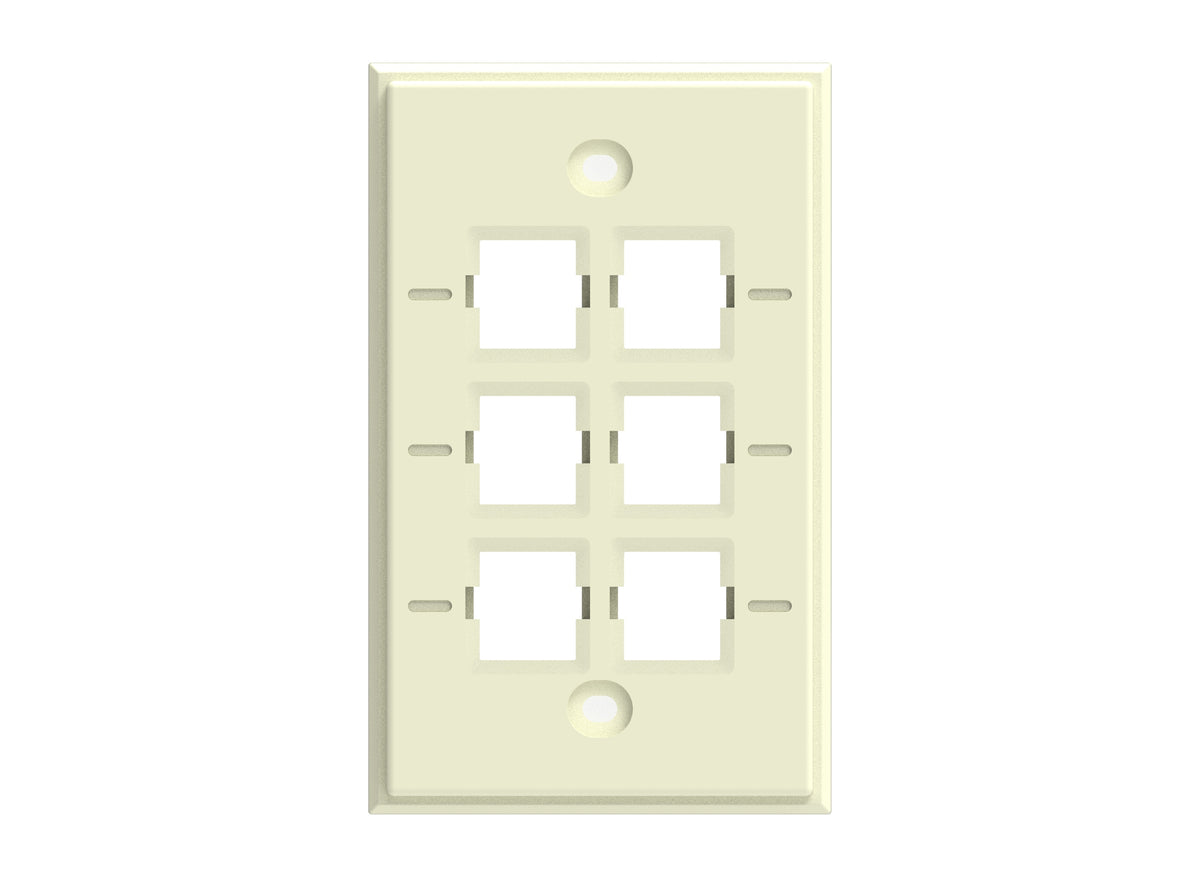 CommScope 760249175 | Faceplate Kit, No-Label, 1 Gang, 6 Port, Electric Ivory