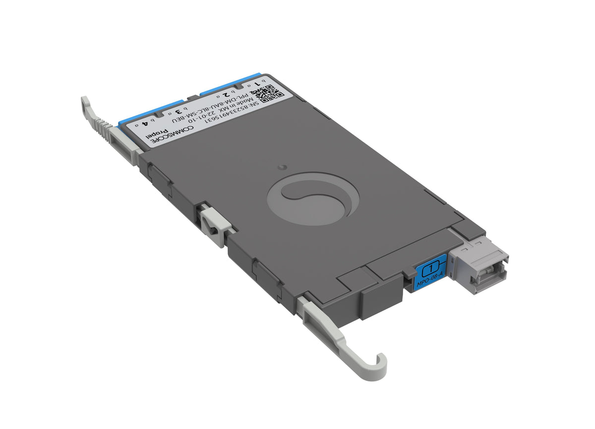 CommScope 760252334 | Propel ULL Singlemode MPO-08 Distribution Module, 4 duplex LC/UPC to 1X8f MPO/APC non-pinned, Method B Enhanced