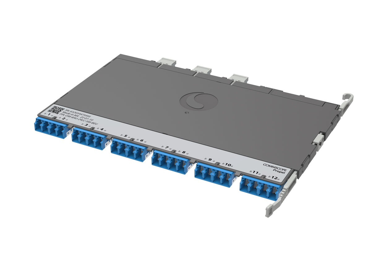 CommScope 760252339 | Propel ULL Singlemode MPO-08 Distribution Module, 12 duplex LC/UPC to 3X8f MPO/APC non-pinned, Method B Enhanced