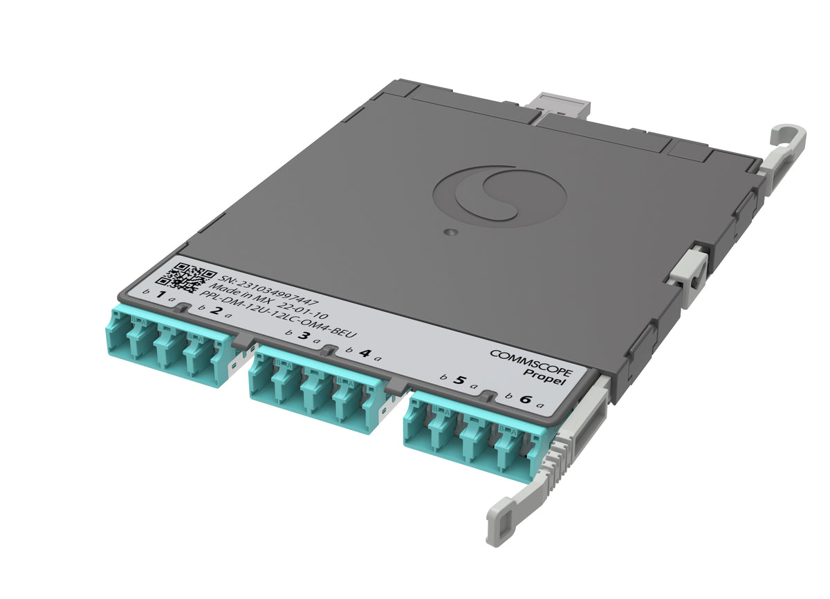 CommScope 760252343 | Propel ULL Multimode OM4 MPO-12 Distribution Module, 6 duplex LC to 1X12f MPO/UPC non-pinned, Method B Enhanced