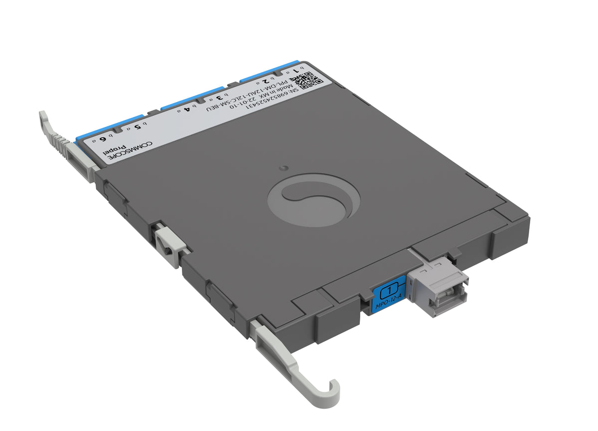 CommScope 760252345 | Propel ULL Singlemode MPO-12 Distribution Module, 6 duplex LC/UPC to 1X12f MPO/APC non-pinned, Method B Enhanced