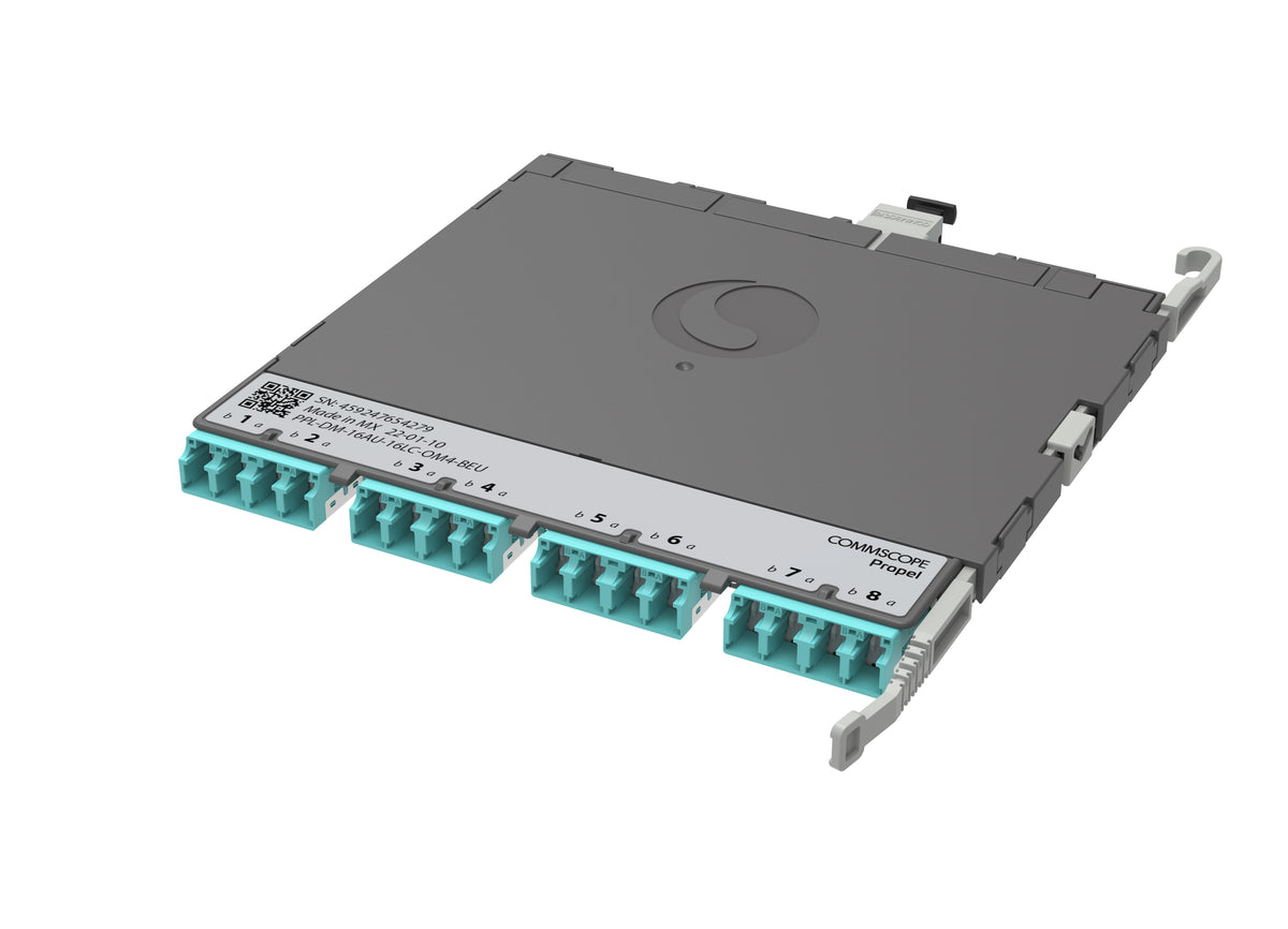 CommScope 760252353 | Propel ULL Multimode OM4 MPO-16 Distribution Module, 8 duplex LC to 1X16f MPO/APC non-pinned, Method B Enhanced