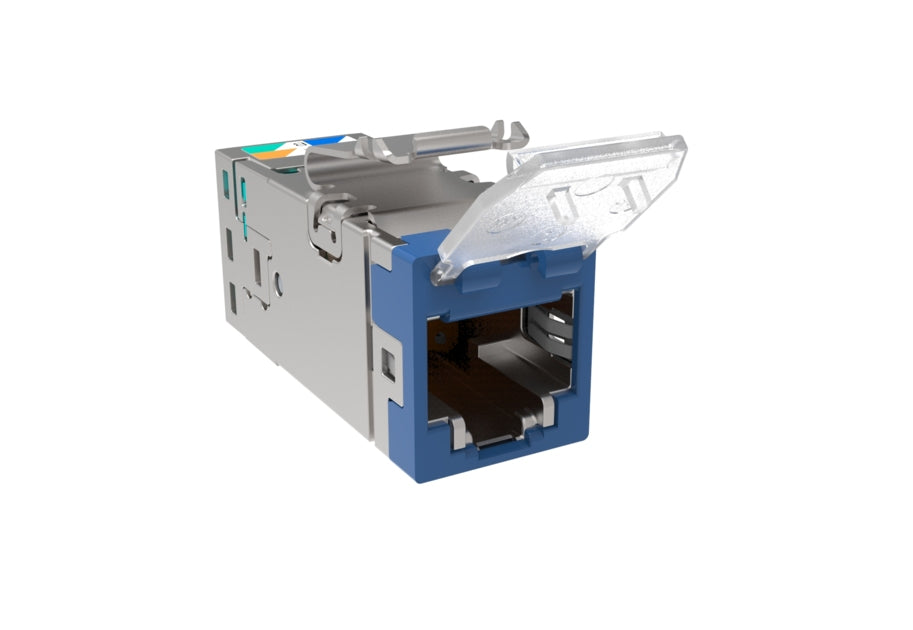 CommScope 760257266 | SL-Series Modular Jack, RJ45, Cat6A Shielded, with Dust Cover, Blue