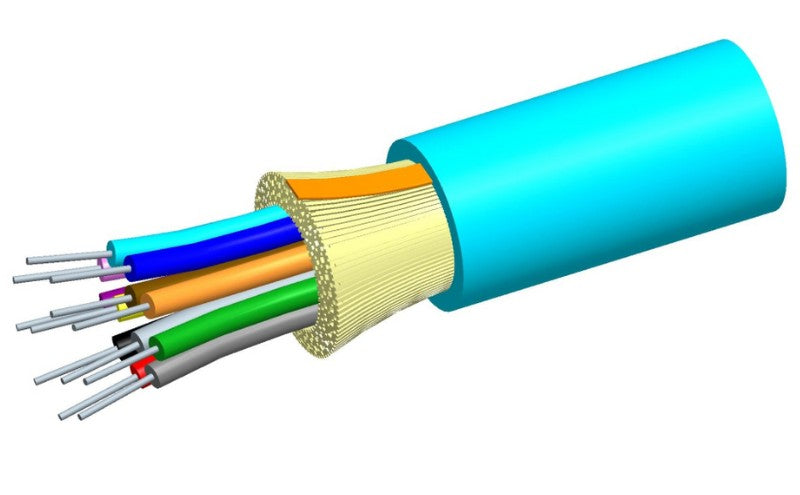 CommScope 8-1592139-9 | Indoor/Outdoor Fiber Optic Cable, 4-Fiber, office distribution, multimode, OM3, ULSZH, Aqua