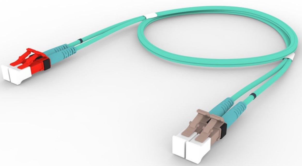 CommScope FEXL1LC42MXM010 | OM4 LC/UPC Keyed Red to LC/UPC Fiber Patch Cord, 1.6mm Duplex, Riser
