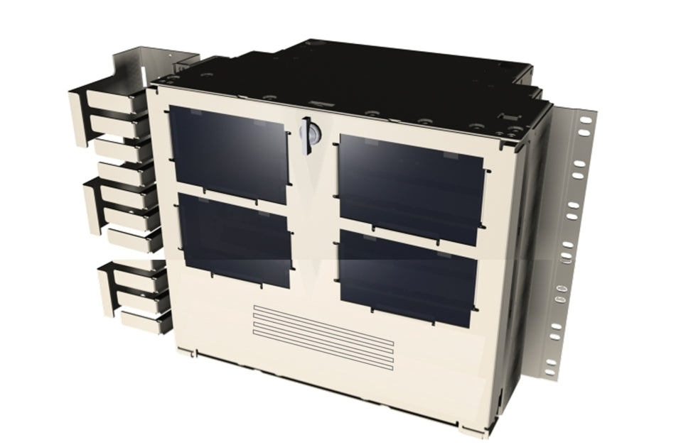 Commscope FL2-72TS140 | FL2000 Fiber Termination/Splice Panel, unloaded, 72 Ports, 8RU, 19 in, putty white