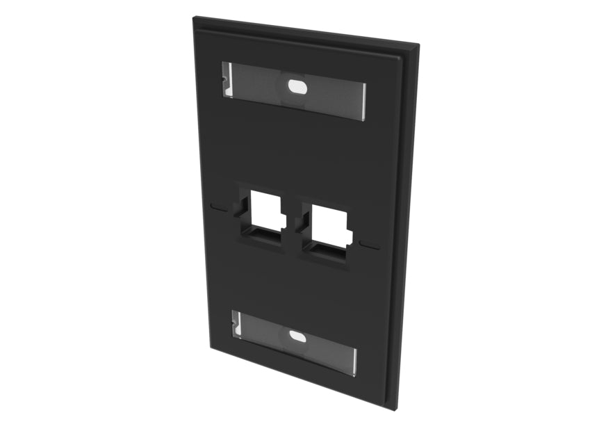 CommScope FP-LBL-2P-003 | Faceplate Kit, Universal, Labelled, 1-Gang, 2 Port, Electric Black