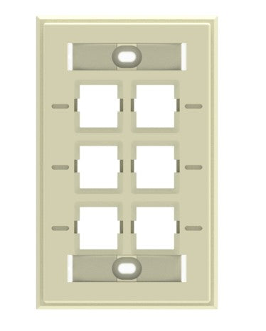 CommScope FP-LBL-6P-148 | Face Plate Kit Labelled 1-Gang 6 Port Electric Almond