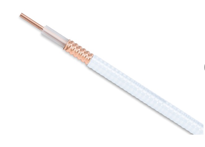 CommScope HL4RPV50WCBAND | Plenum Rated Air Dielectric Coaxial Cable, Corrugated Copper, 1/2 in, off White PVC jacket