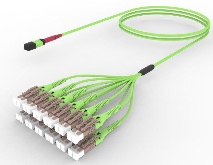 CommScope UQV2PLUHFNEF010 | 24 Inch Breakout (End B), No Gland, No Pulling Grip, Lime Green, 10 Ft