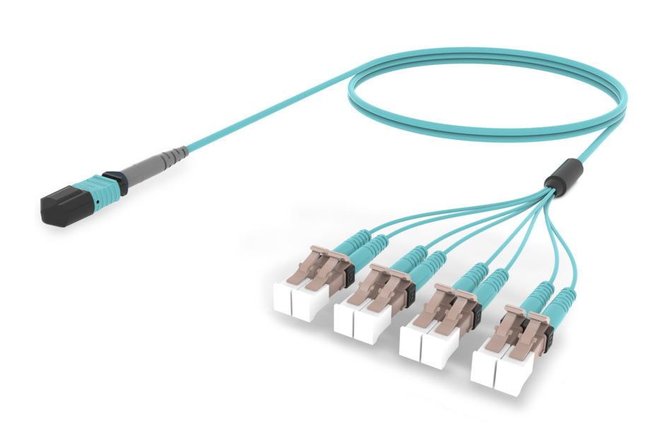 CommScope UQXQPLCJ8MEM004 | Ultra Low Loss OM4 MPO8 to LC/UPC, Fiber Extension Cable Assembly, 8-Fiber, Plenum