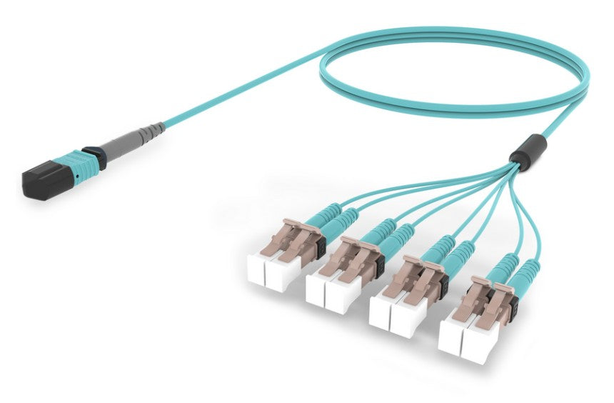 CommScope URXQPLCJ8MDF015 | Ultra Low Loss OM4 MPO8 to LC/UPC, Fiber Extension Cable Assembly, 8-Fiber, Low Smoke Zero Halogen