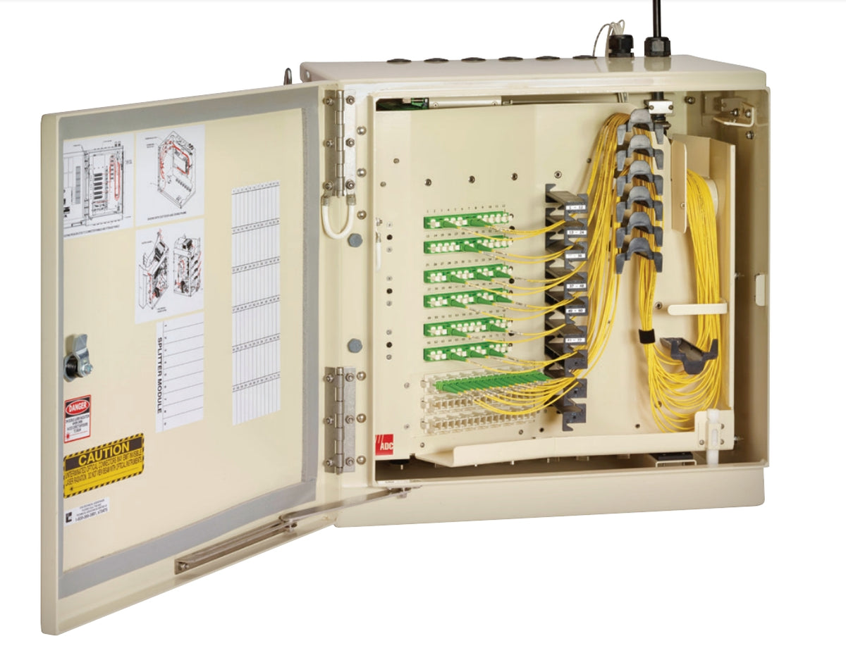 Commscope FD3-MM144J00V00E0B | IFDH 3000 Indoor Fiber Distribution Hub, 144F, SC/APC, loose tube/stranded pigtails, spliced input, 24F feeder