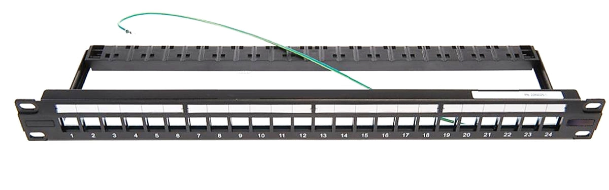 Commscope 2153437-1 | RJ45 Patch Panel, SL Series, STP, 24-port, black, unloaded