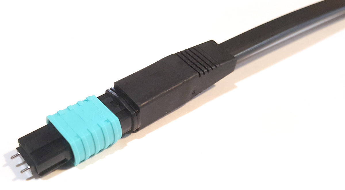 Commscope MFC12MX5SPRCAQ | Qwik-Fuse MPO Connector, PINNED, OM3/4/5, Aqua, for ribbon, jacketed, single pack