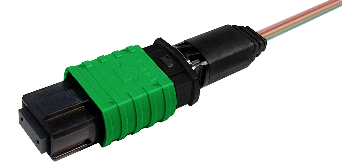 Commscope SFC12MP8SPRNGR | Qwik-Fuse MPO Connector, UNPINNED, SM-APC, Green, for ribbon, no jacket, single pack