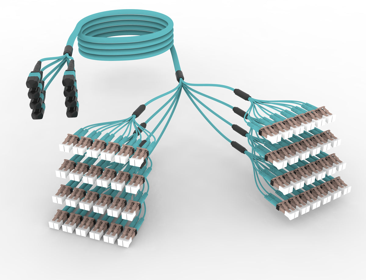 Commscope FLXMPLCALMFF026 | 24 inch breakout (end A/end B), with gland, no pulling grip | Jacket Color - Aqua | Cord Length - 26 Ft